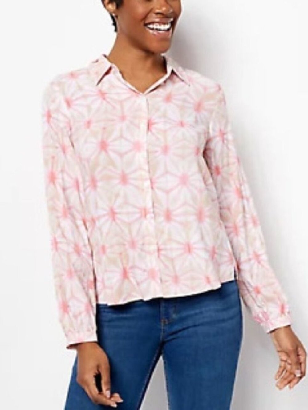 Denim & Co. Printed Button-Front Soft Shirt